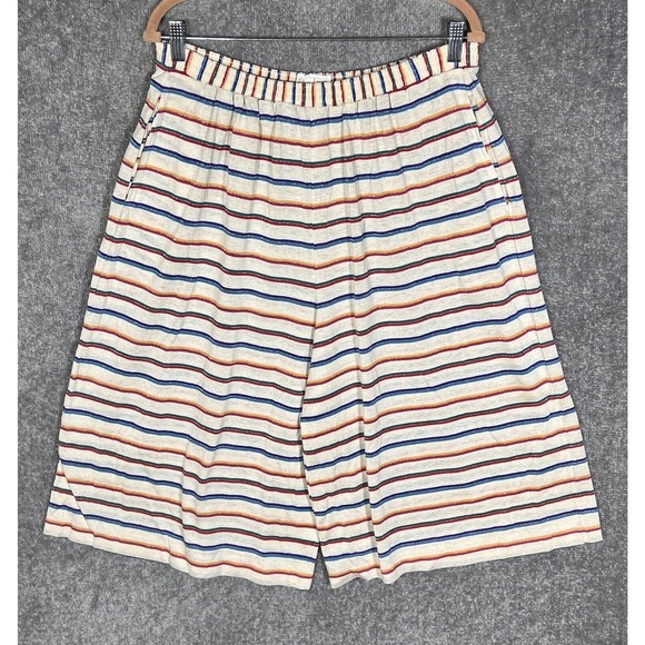 Its Pure Gould Rainbow Striped Wide Leg Pull On Capri Pants Womens Sz Large USA - Picture 2 of 12